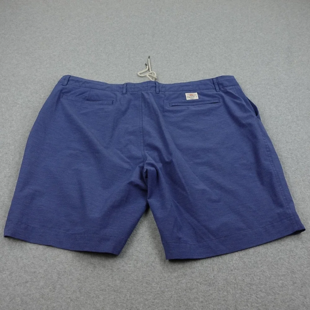 Faherty All Day Shorts Mens 42 Blue Drawstring Flat Front Pocket Comfort Organic